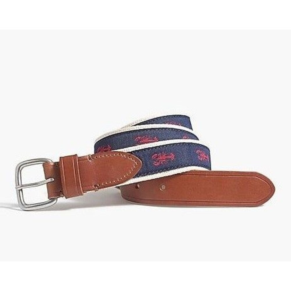 J. Crew Men's Embroidered Lobster Patterned Belt NWT